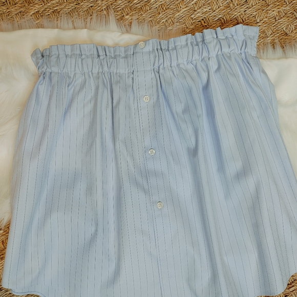 CREATE GOOD ELASTIC WAIST PINSTRIPE SKIRT, BLUE L - Picture 2 of 5